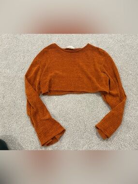 Urban Outfitters Rust Waffle Knit Long Sleeve Top
